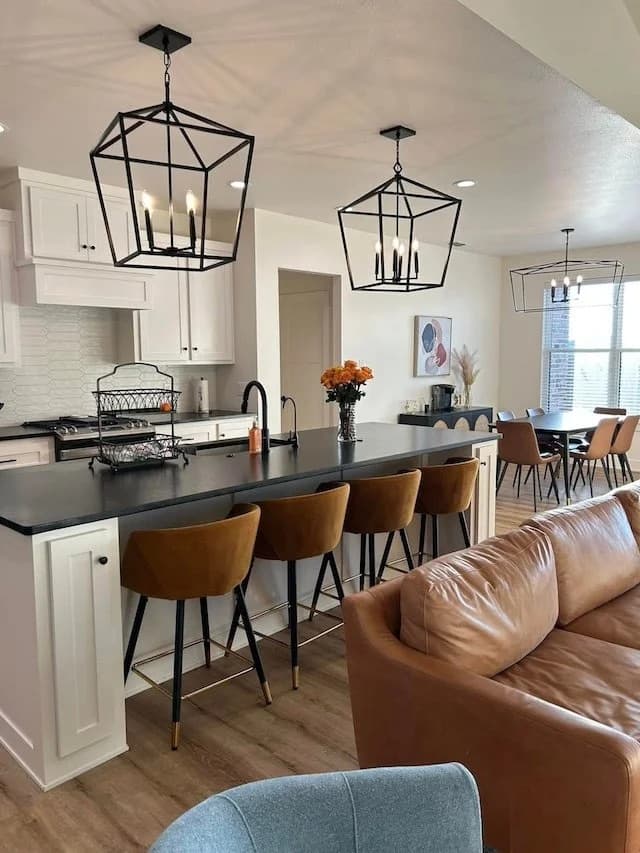Open-concept Abilene home interior with kitchen island and dining area